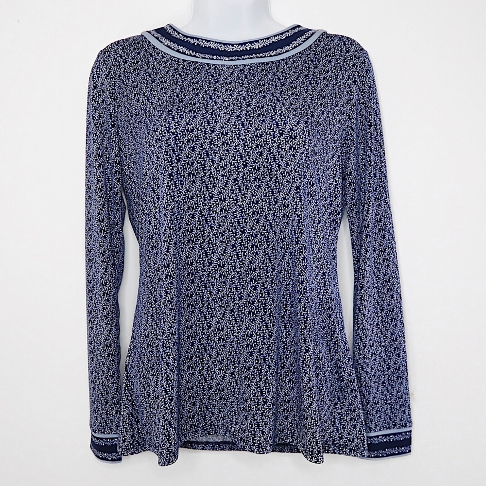 Michael Kors | Chambray Long Sleeve Pattern Blouse